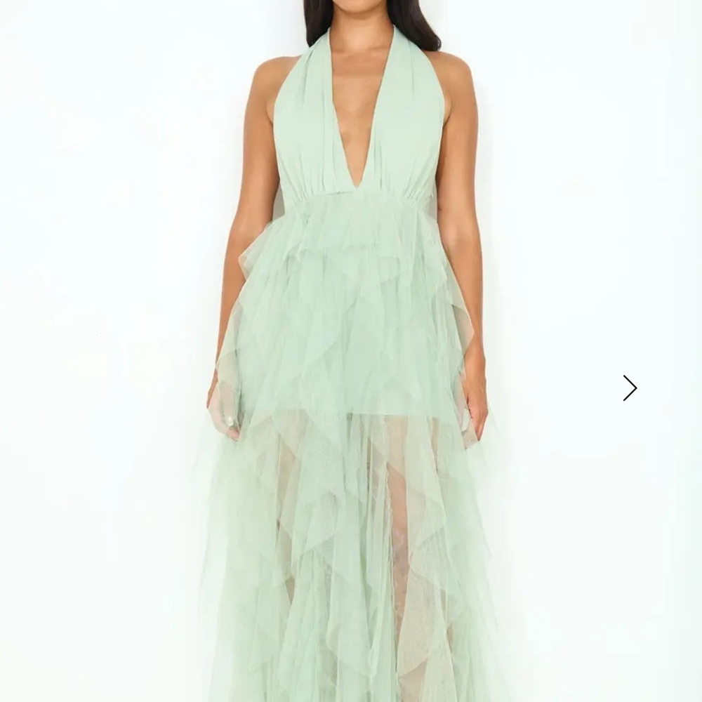 Elegant Mint Green Halter Dress